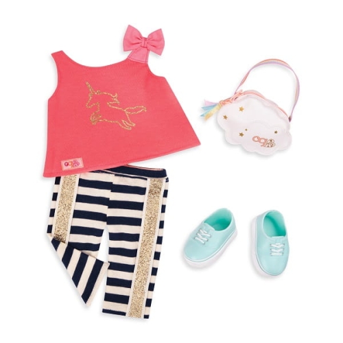 Our Generation - Zestaw ubranek z czerwonym topem z jednożcem