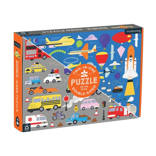 Mudpuppy - Puzzle dwustronne 2w1 środki transportu