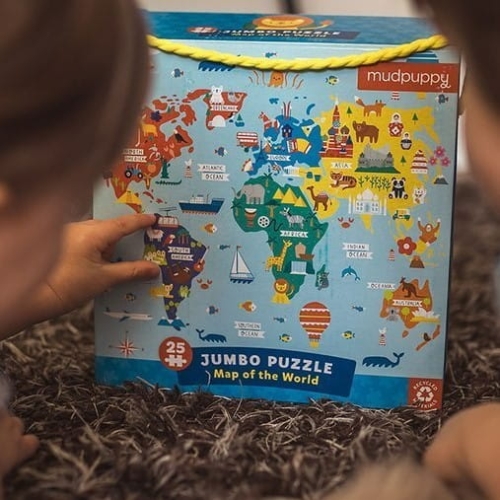 Mudpuppy - Puzzle podłogowe Jumbo mapa świata